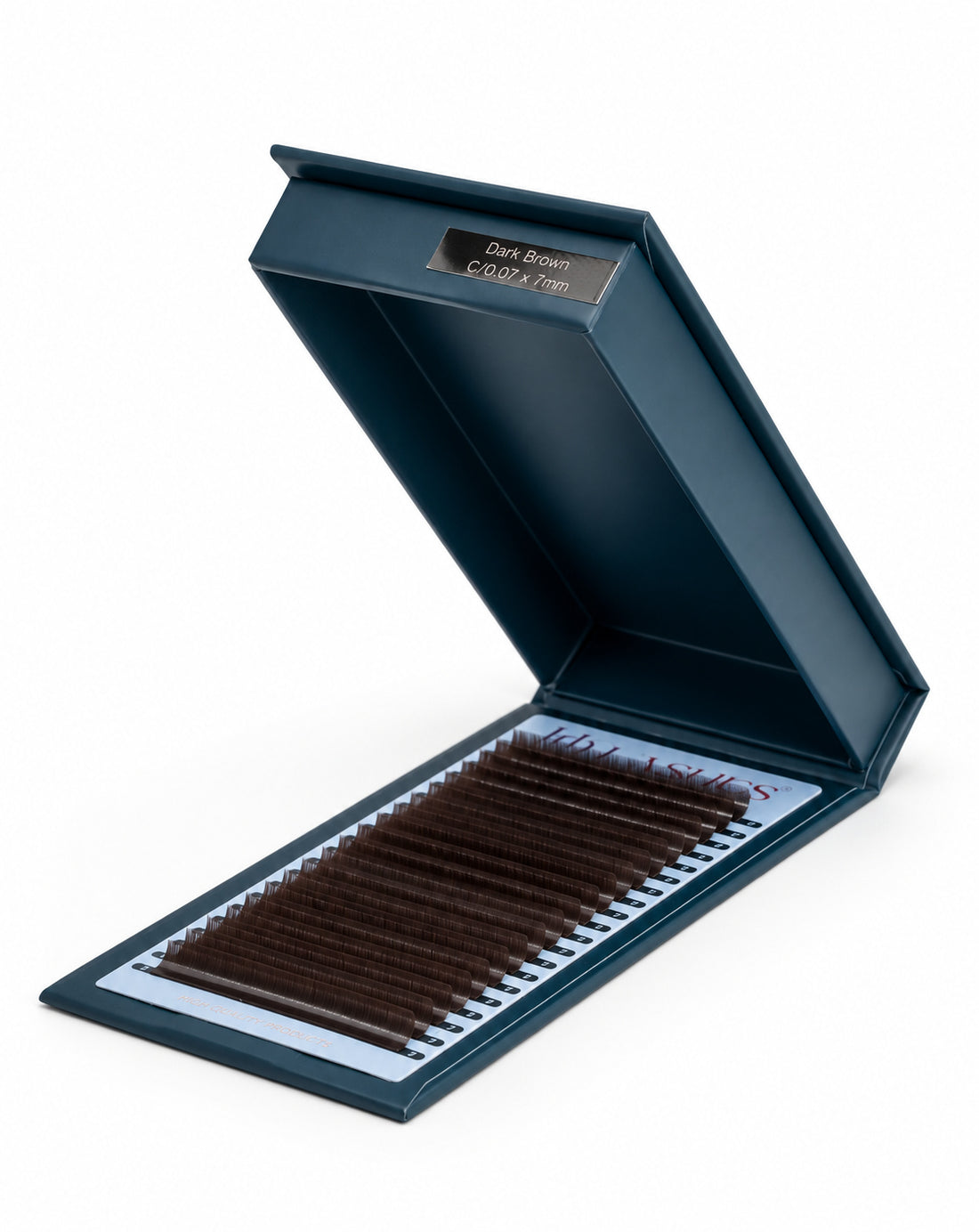 Extensii de gene fir cu fir Dark Brown, HQ Lashes – caseta deschisă cu 20 de rânduri