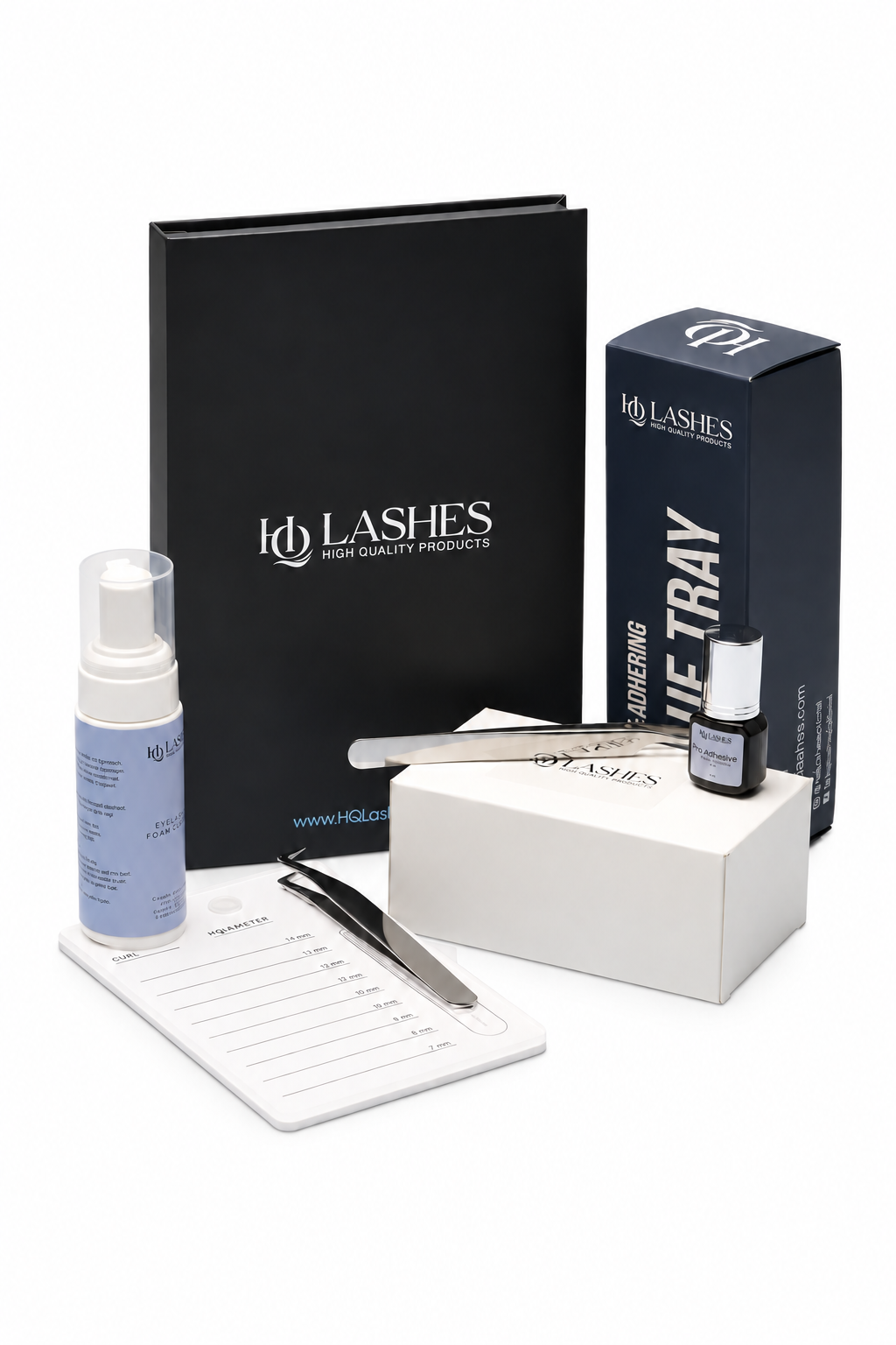 Kit extensii gene profesional Master, HQ Lashes – produsele din trusă